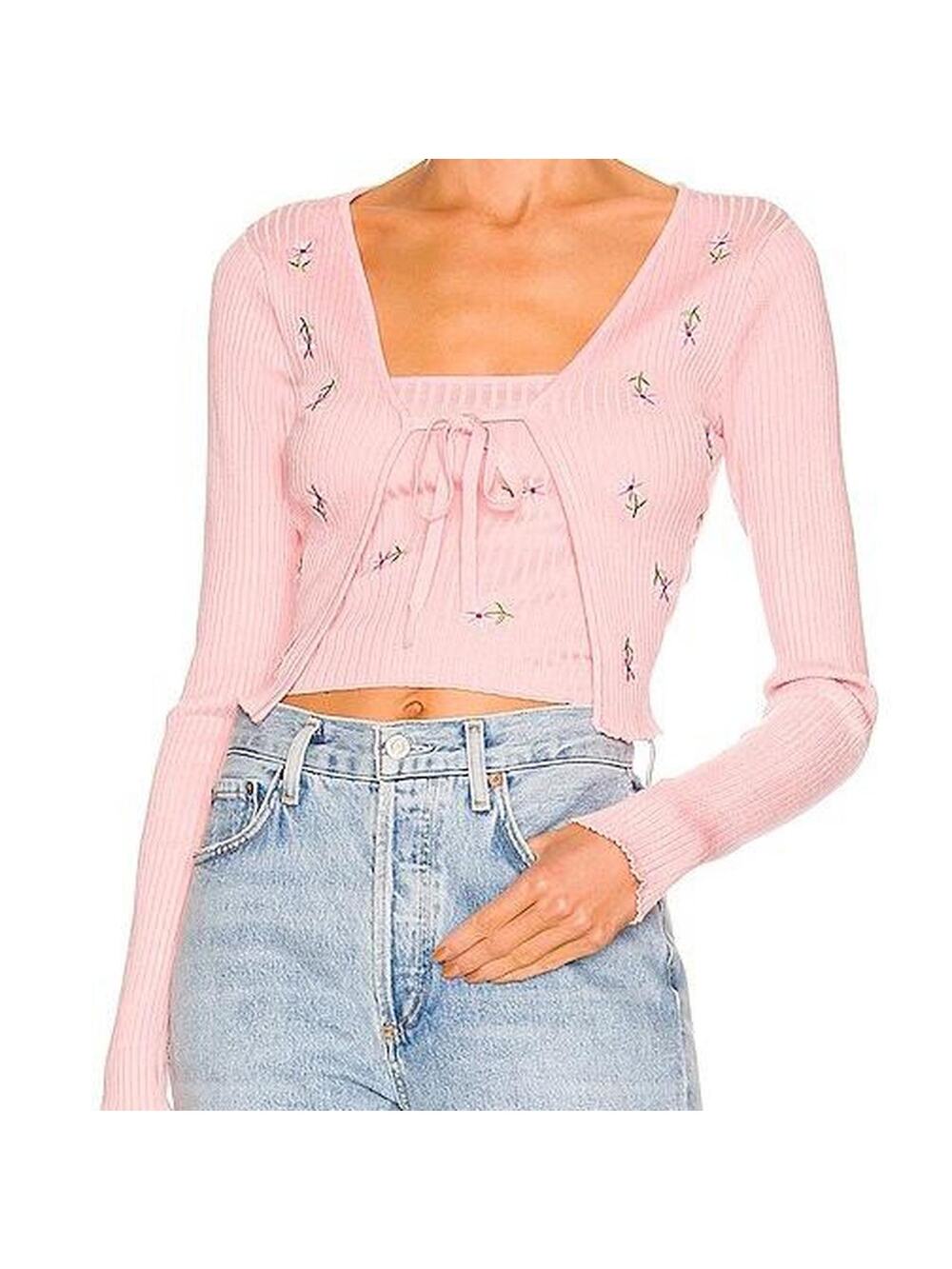 Pink long sleeve cardigan top